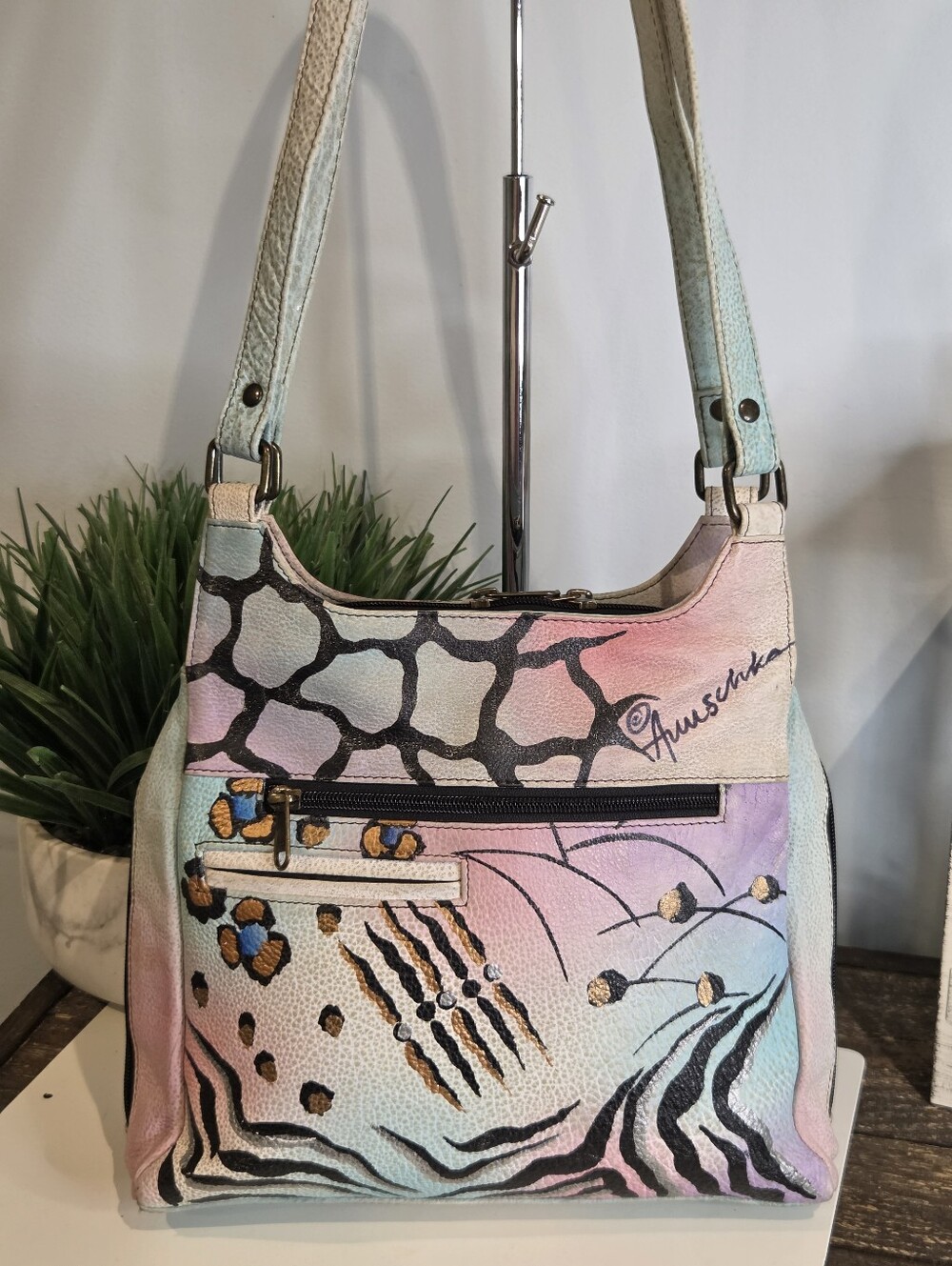 Anuschka Pastel Multicolor Floral Print Shoulder Bag - Picture 4 of 16